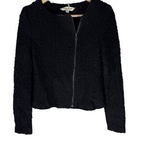 Davi & Dani Women's Black Wool Blend Boucle Moto Jacket Sz M